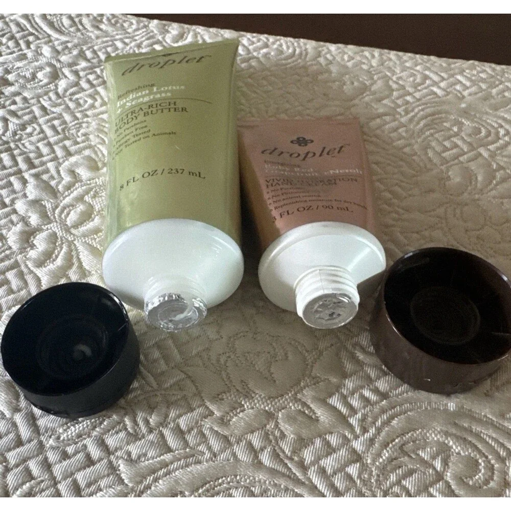 Droplet Ruby Red Grapefruit+Neroli hand cream, Indian Lotus+Seagrass Body Butter